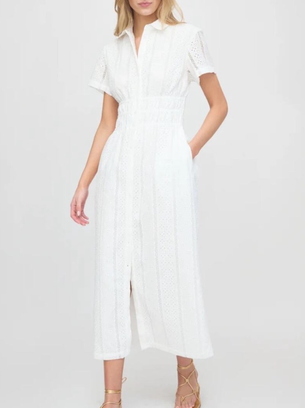 NWT HILL HOUSE The Jamie Nap Dress in White Broderie Voile Sz M Button Down